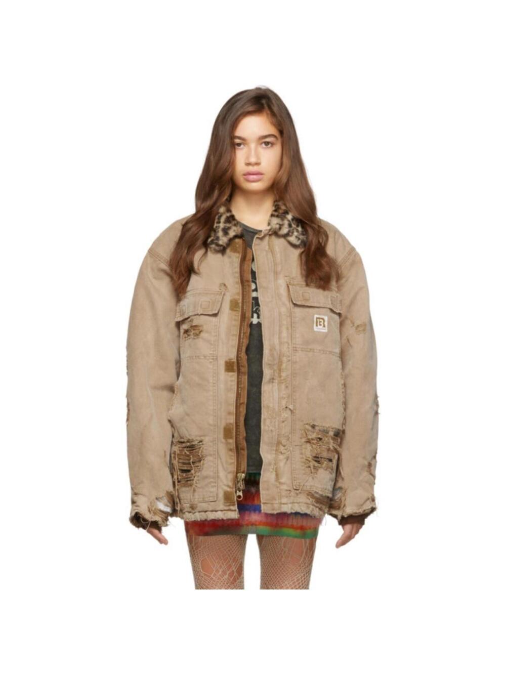 NWT ~ R13 x Carhartt Tan Vintage Arctic Quilt Lined Jacket in Khaki Size M